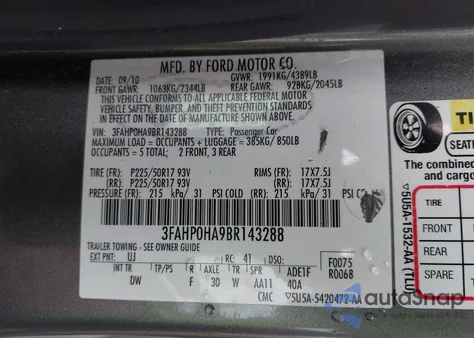 2011 Ford Fusion Se z USA, uszkodzony, nr VIN 3FAHP0HA9BR143288